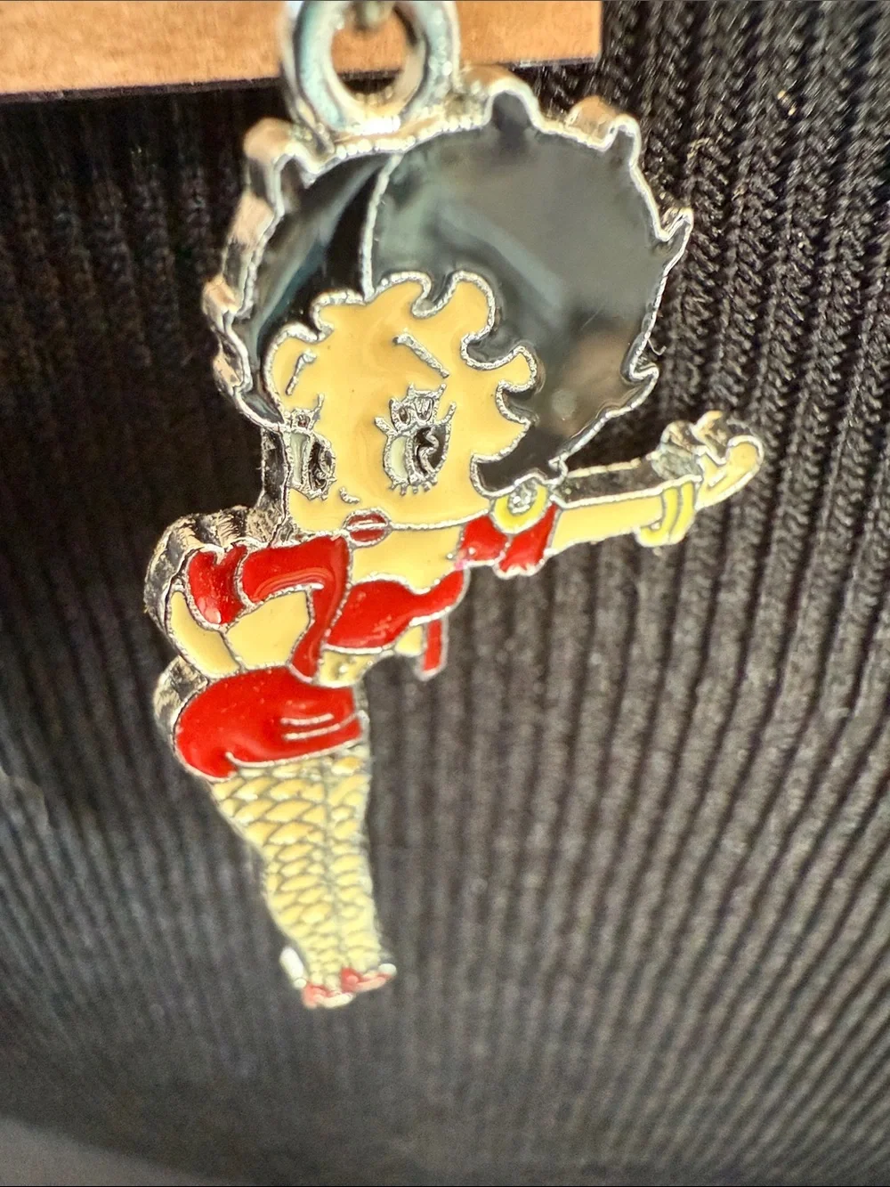 Betty Boop Red and Black Enamel Dangle Earrings